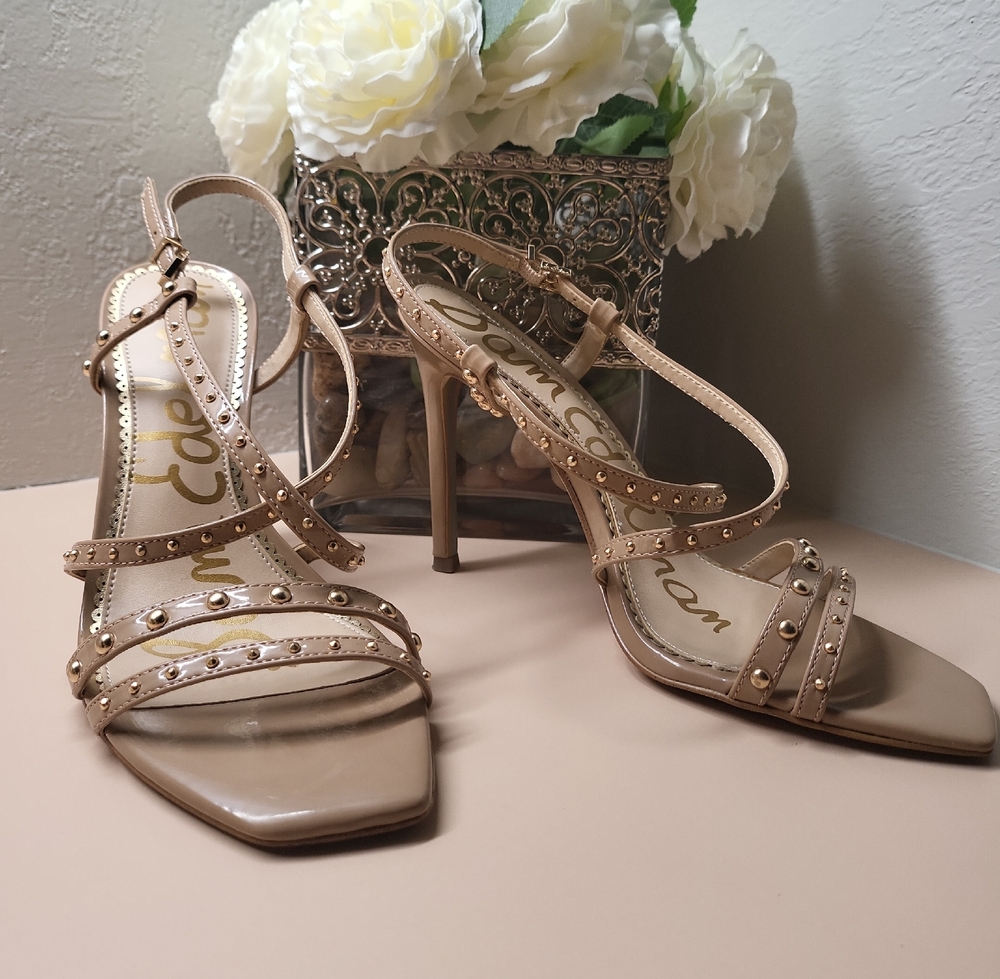 Sam Edelman Beige Studded Strappy Heels